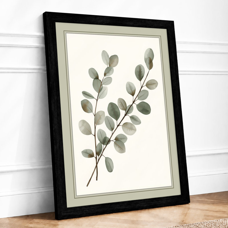 Single Stem in Mist Botanical - Framed Print, A2 - 59.4 x 42.0 cm, Black