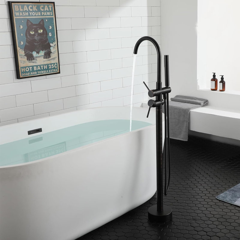 Single Handle Floor Mounted Tub Faucet, Oil Rubbed Bronze