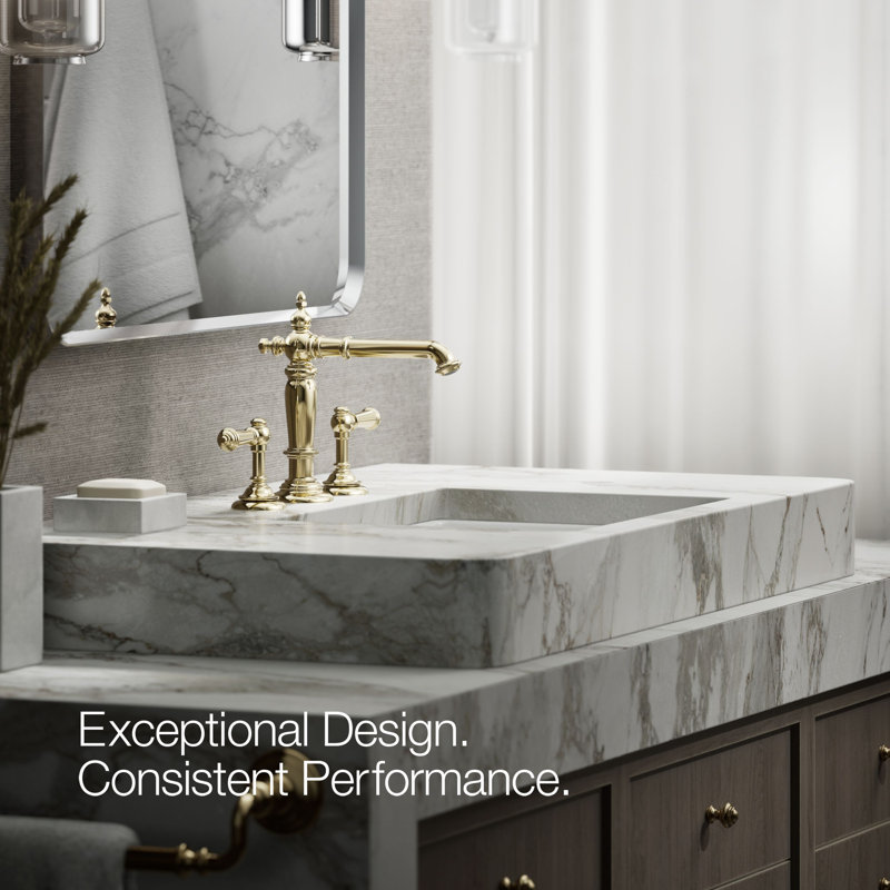 Artifacts® Widespread Bathroom Faucet with Drain Assembly, Vibrant French Gold