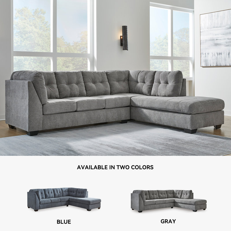 Canapé modulaire 2 pièces Ikumi, 100 % polyester gris, Accoudoir à droite (vu de face)