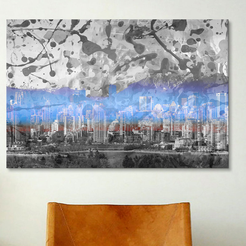 «Vancouver, Canada Skyline 2», reproduction d'impression sur toile, H 60 po x l 90 po x P 1,5 po