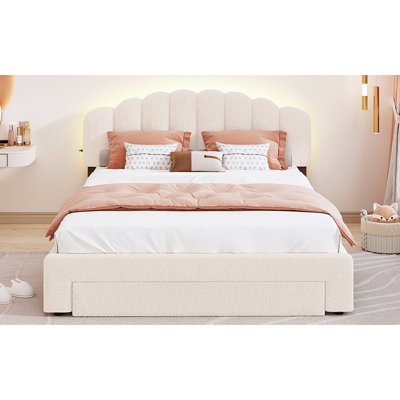 Lit plateforme tapissier Teddy