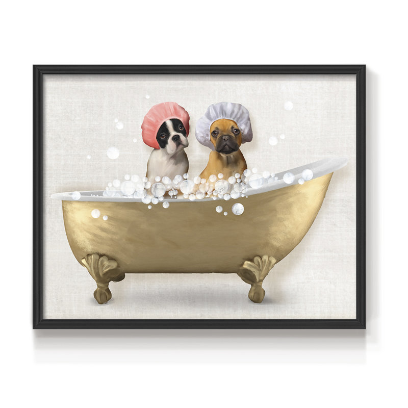 Bath Dogs IV -Framed Print - Restickable, H 8 po x l 10 po, Noir, noir, noir, noir