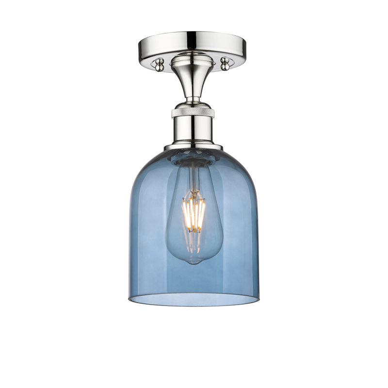 Edison - Allysson - 1 Light 6" Semi-Flush Mount - Seedy Shade, Princess Blue, Polished Chrome