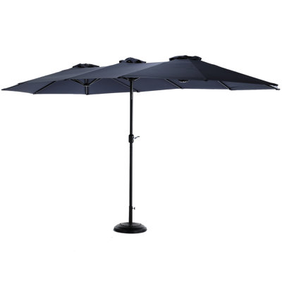 14.8 Ft Large Rectangular Outdoor Umbrella - Navy. Steel Structure, 100% . Easy Crank For Backyard And Poolside Sun Protection Double Sided Patio Navy Blue. Construction, 180g Fabric. Operation