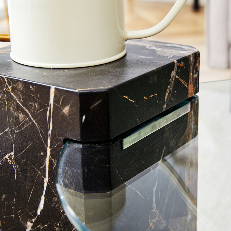 La table basse à deux étages détachable, le design élégant est plus précieux, Noir, Black, 17.3'' H X 30'' W X 30'' D