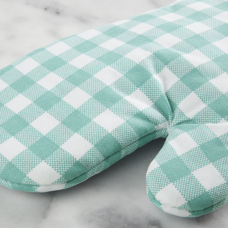 KitchenAid Gingham Oven Mitt 2-Pack Set, 7" x 13", Dark Blue