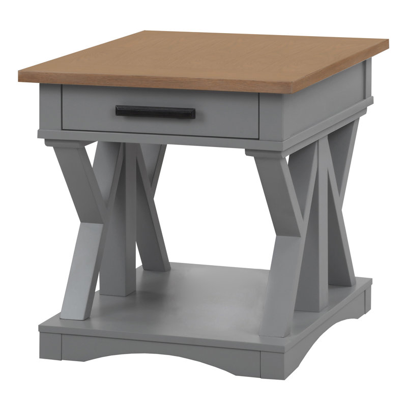 Bankhead End Table with Storage, Weathered Natural Top/Dove Base