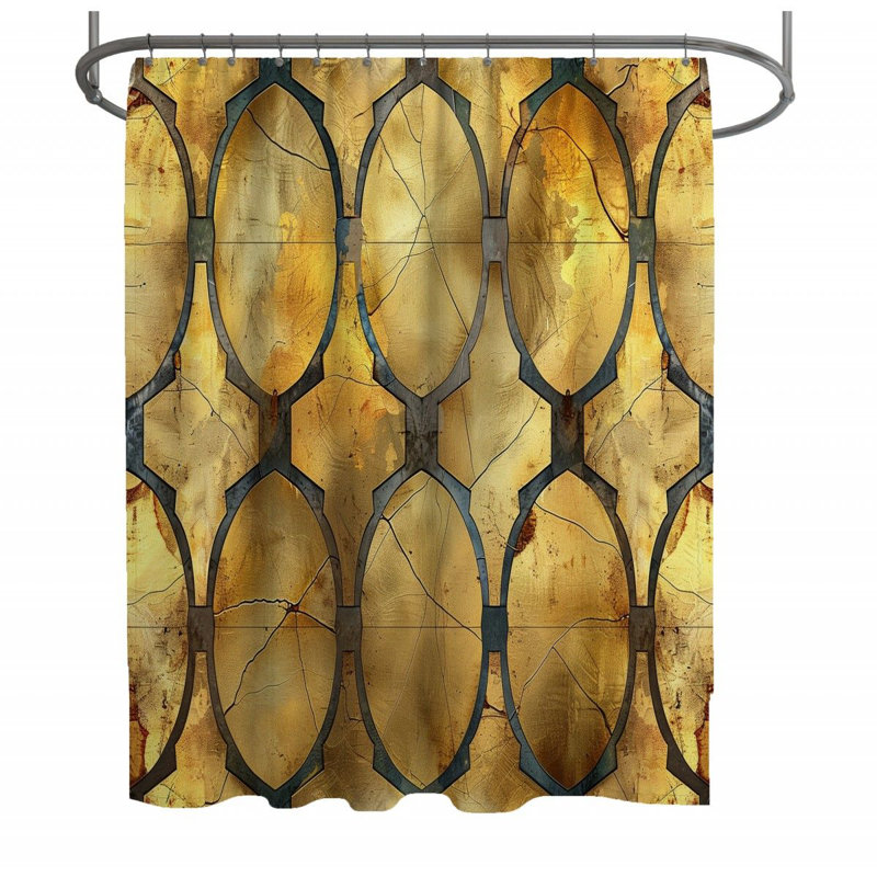 11945_Rideau de douche à motif géométrique - Art visuel, décoration de salle de bain, L 70 po x L 93 po