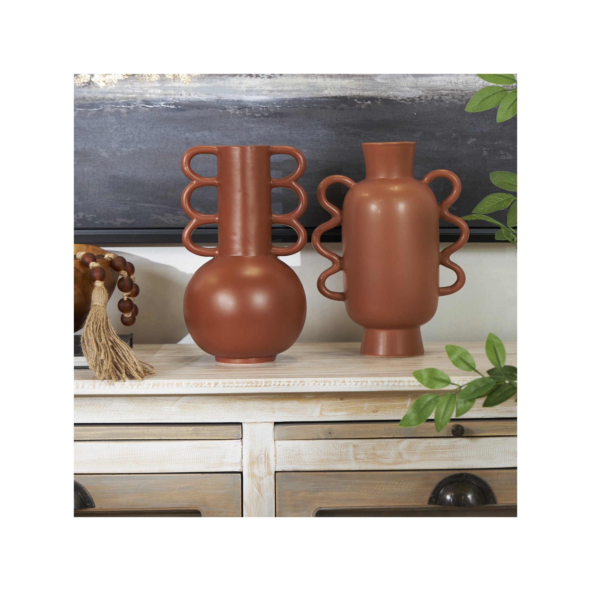 Edicott 11'' Dolomite Table Vase, Brown/Orange