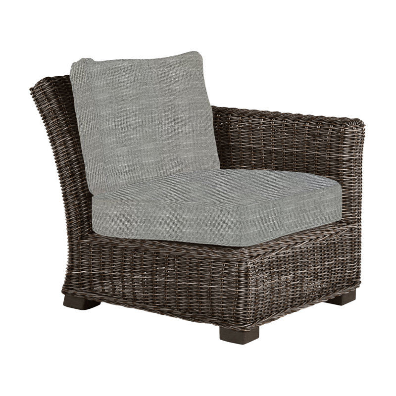 Canapé modulaire rustique tissé à droite - noyer noir, InsideOut® Rollo ‑ lin argent, Welt, Noir noyer