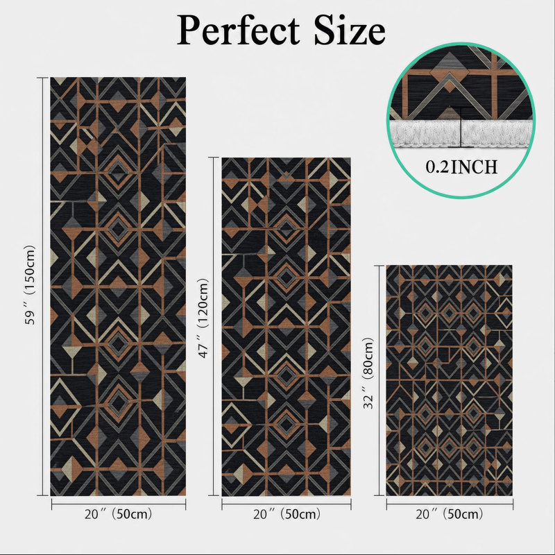 Geometric Pattern Non-Slip Washable Kitchen Mats