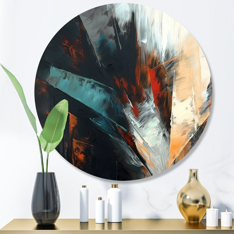 Décoration murale abstraite orange et bleu en mélange de couleurs II - Minimalisme, H 16 po x l 16 po x P 1 po