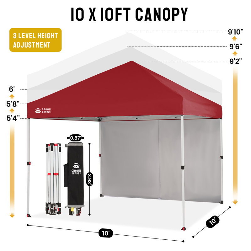 Commercial 10 Ft. W x 10 Ft. D Instant Canopy Pop Up Tent with Center Lock, Red