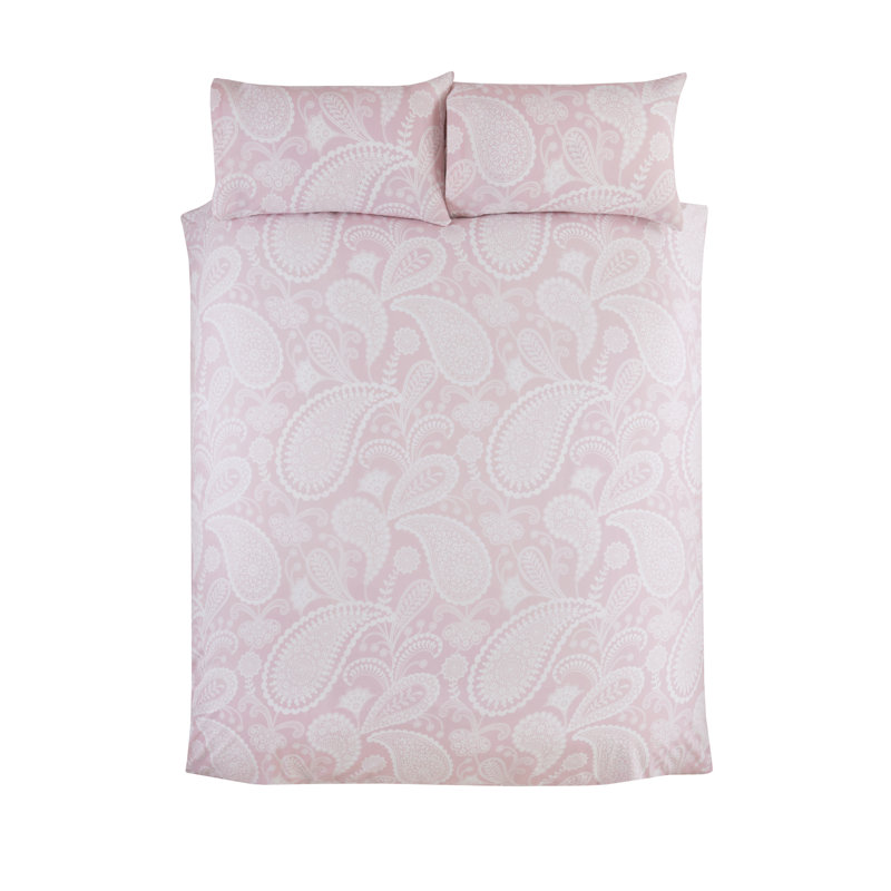 Englert Cotton Blend Paisley Duvet Cover Set with Pillowcases Included, Super King Duvet Cover + 2 King Pillowcases, Pink