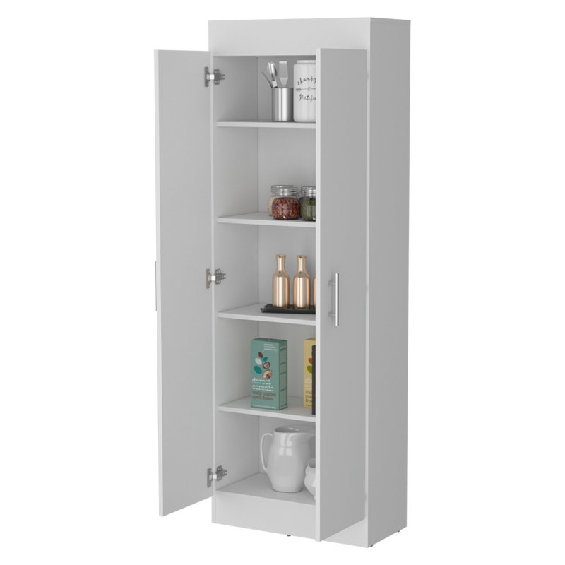 Dawson Pantry Cabinet with Sleek 5-Shelf Storage, White