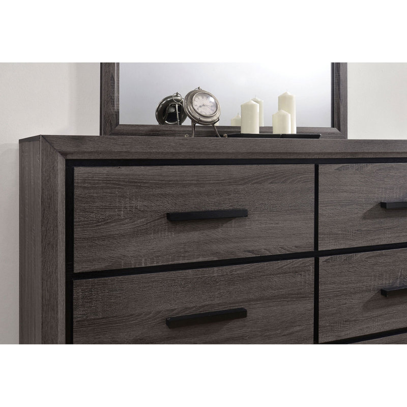 Commode double 6 tiroirs avec miroir Angeliya