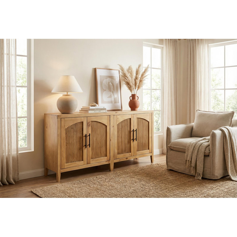 Buffet en bois massif avec meuble télé en bois de pin naturel