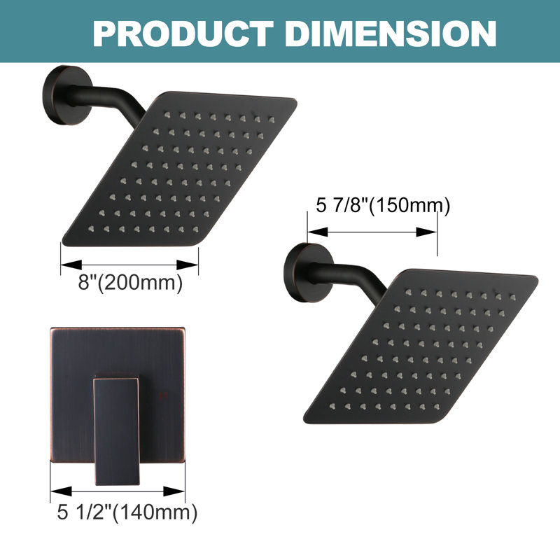 Pomme de douche murale simple avec 1,8 gal / min et 8 pouces, Bronze frotté à l'huile