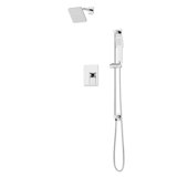Square 2-Way Pressure Balance Shower Trim Kit With Hand Held Shower On Slide Bar With Separate Water Outlet Matte Black
