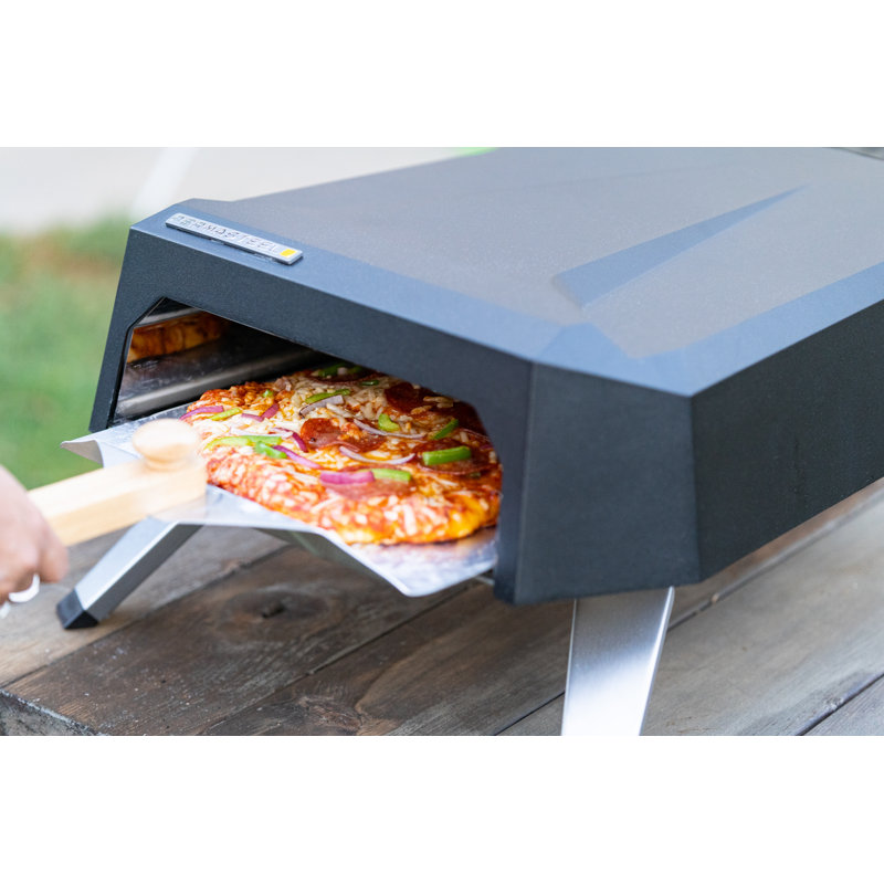 Permasteel Black Aluminum 12-Inch Countertop Gas Pizza Oven with Cover