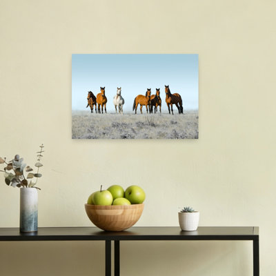 «Wild Horses On Prairie», reproduction d'art mural contemporain à cheval