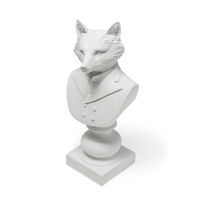 Emhouse 13" White Resin Fox Bust Tabletop Sculpture