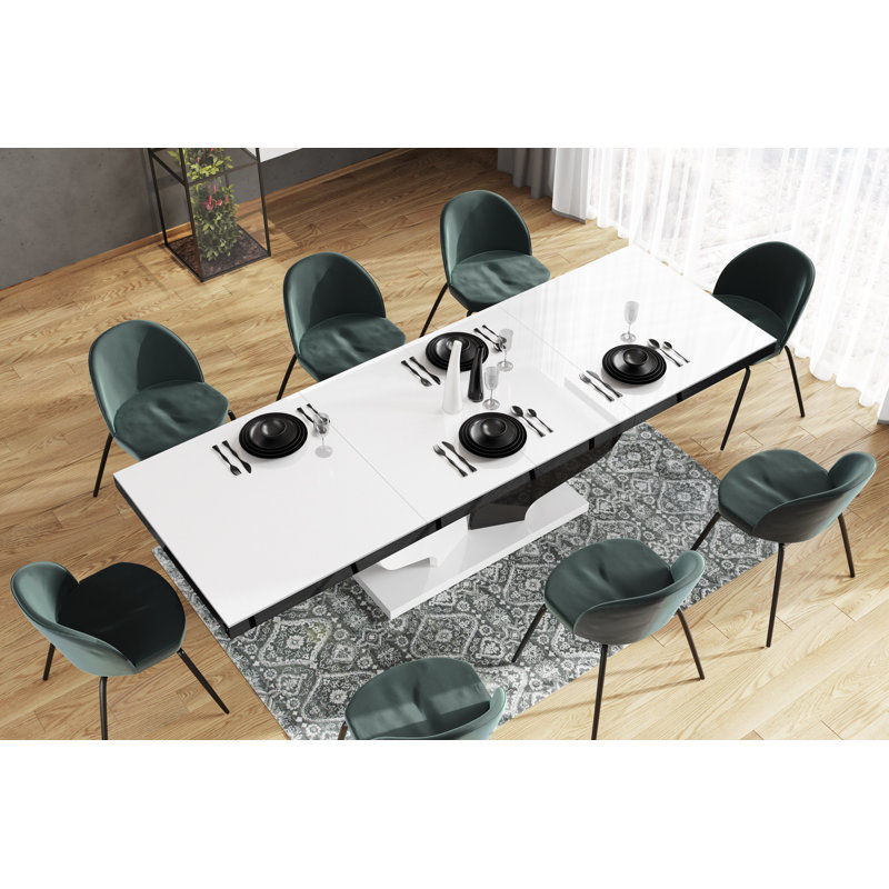 Cherysse Extendable Dining Table, White/Black