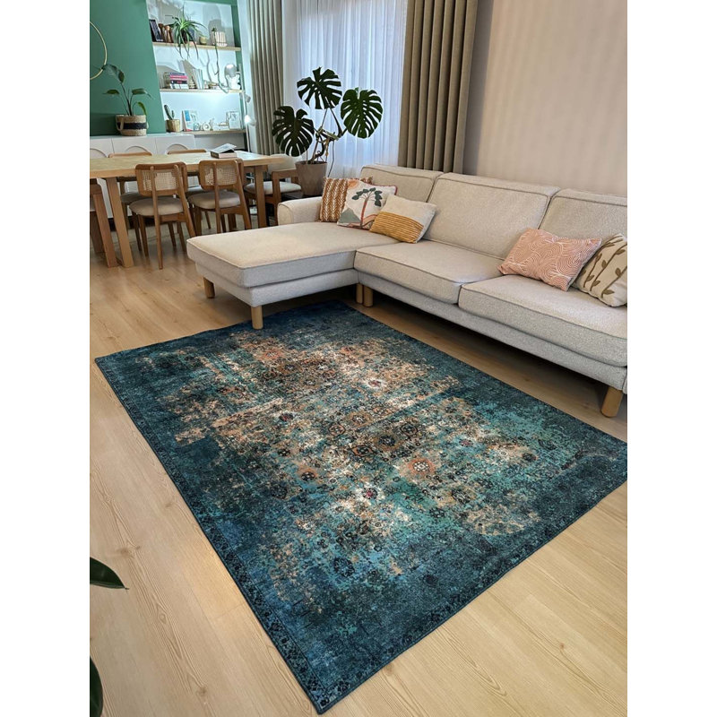 Tapis en coton avec envers antidérapant Lanney, Rectangle 5 pi 11 po x 8 pi 10 po