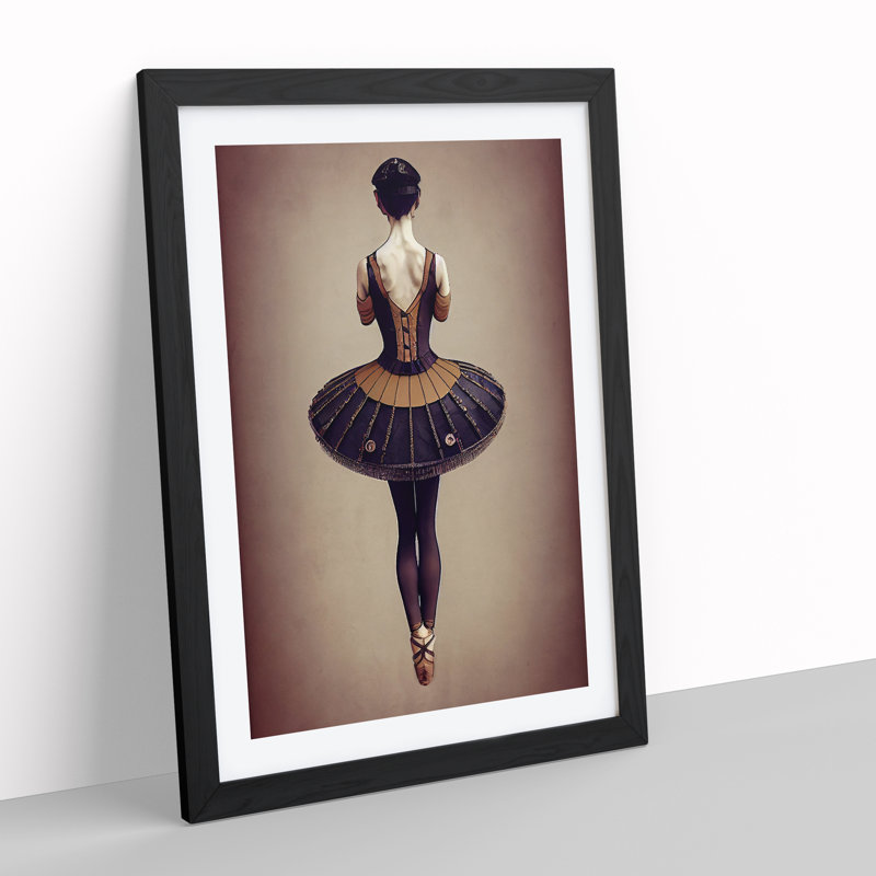 Vintage Ballerina - No Frame Rectangle Print on Canvas, Black Picture Frame, 66cm H x 48cm W, White