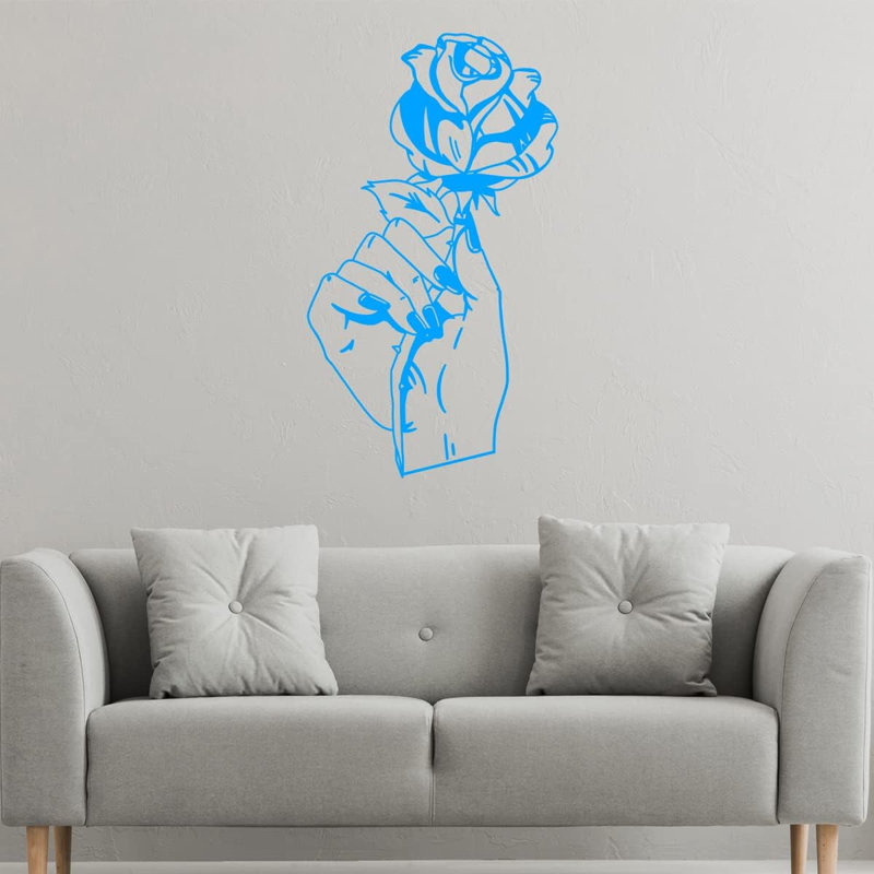 Autocollant mural Winston Porter, H 40 po x l 23 po, Bleu ciel