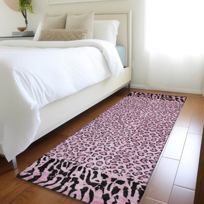 Tapis rose intérieur / extérieur lavable à la machine Claudian ACN1230