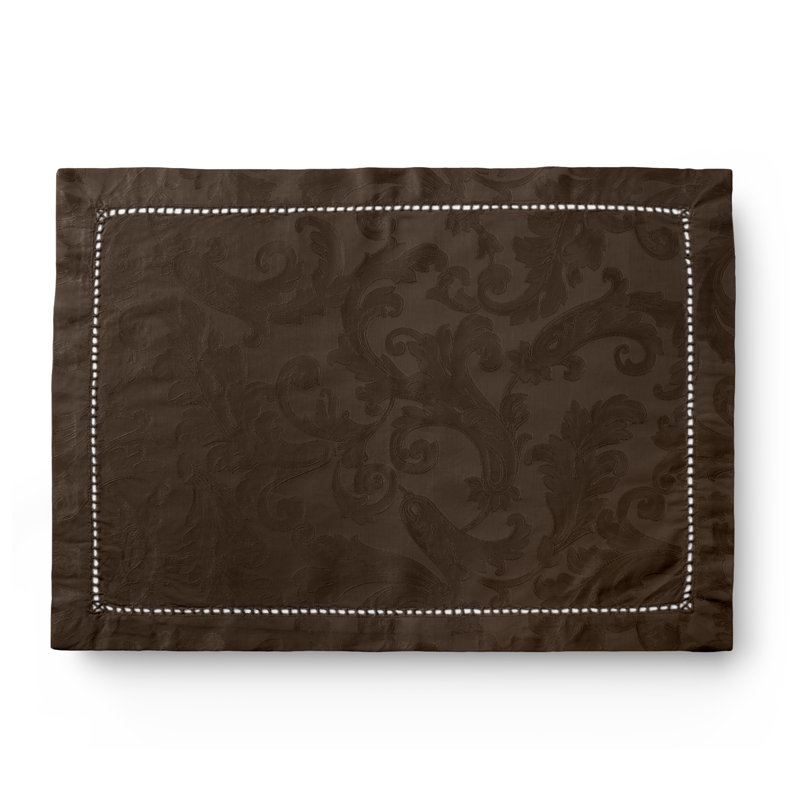 Acanthus Cotton Rectangle Placemats, Chocolate