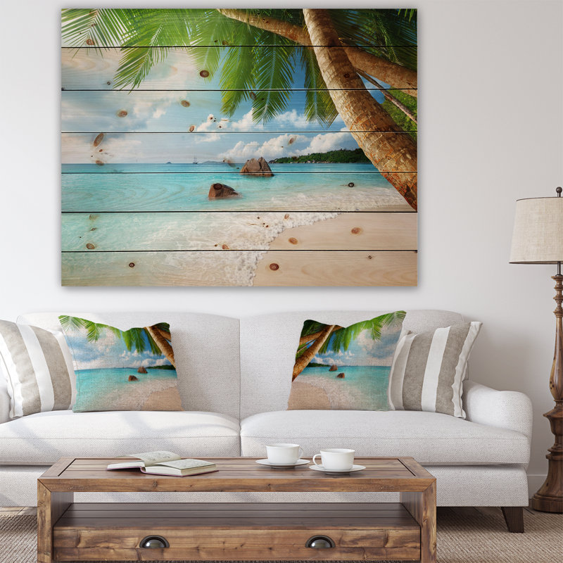 «Praslin Island Seychelles Beach», photographie, H 15 po x l 20 po x P 1 po, Bois