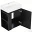 Meuble-lavabo compact de 20 po avec lavabo en céramique, porte à motif de losanges, poignée dorée et tablettes latérales-56386218