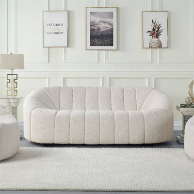 Teddy Sherpa Upholstered 3-Seat Sofa