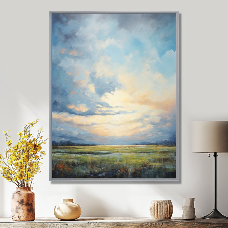 «Alshat Meadow Bold Horizon III», art mural sur toile Meadow, H 44 po x l 34 po x P 1,5 po, Cadre argenté flottant