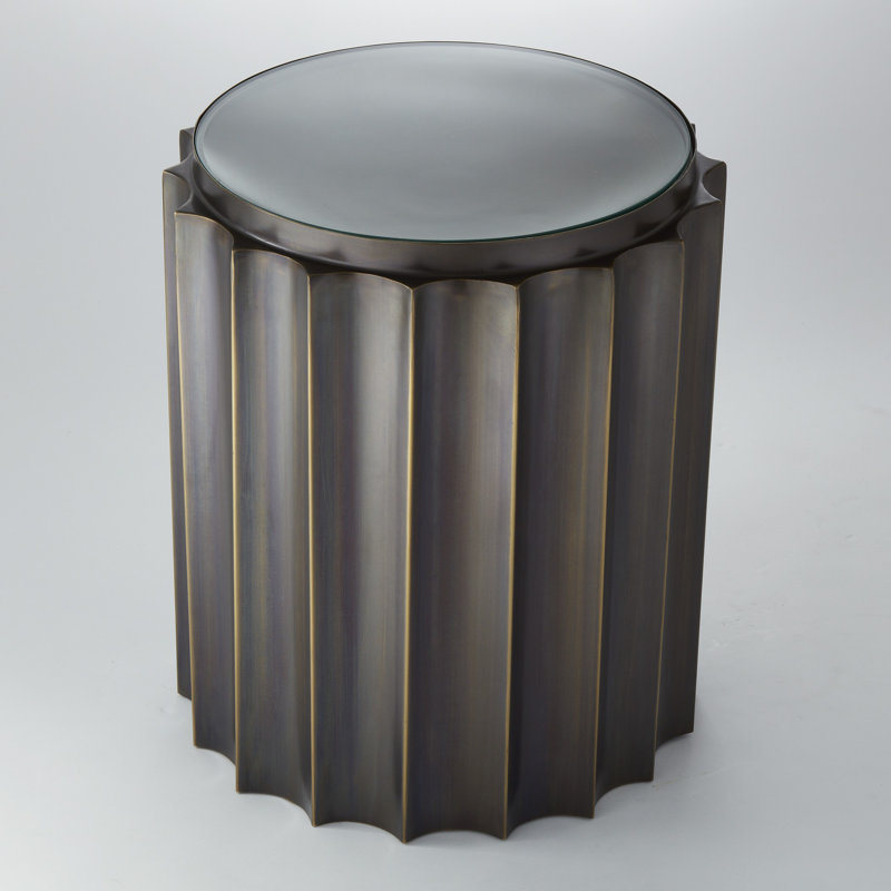 Glass Top End Table, Bronze