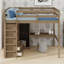 Lit mezzanine en bois moderne, garde-robe intégrée, bureau, tablettes de rangement-129204080