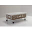 Table basse Mid-Century moderne à plateau relevable avec rangement géométrique / treillis