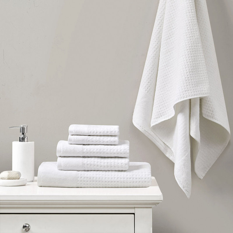 Cotton Antimicrobial Bath Towel 6 Piece Set, White