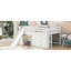 Lit mezzanine double pleine grandeur blanc avec glissière et trois tiroirs de rangement - multifonctionnel pour, en bois massif, sans glissière nécessaire, deux portes bruyantes, structure stable, simple à installer