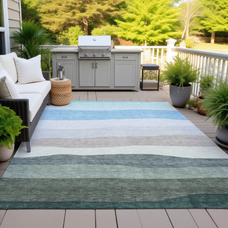 Tapis vert intérieur / extérieur lavable à la machine Xhevrie, Rectangle 10 pi x 14 pi