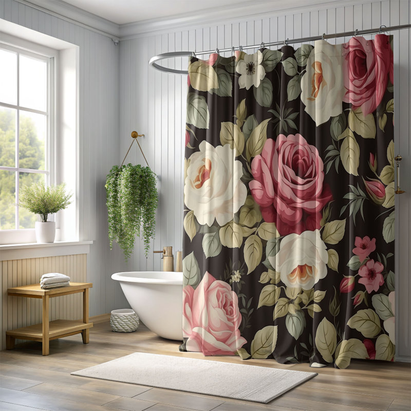 Rideau de douche standard 1 pièce Faded Bloom, H 74 po x l 71 po
