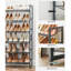 Range-chaussures, range-chaussures à 6 niveaux, support en métal pour le garage, ensemble de 2 tablettes empilables à 3 niveaux, avec tablettes réglables plates ou en angle, 18 à 24 paires, gris anthracite