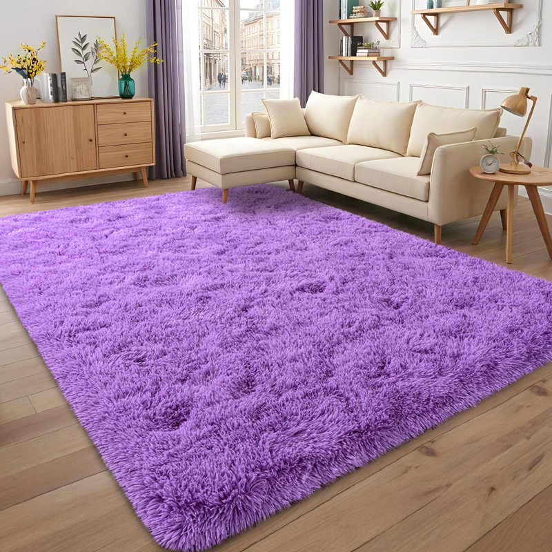 8x10 ft Shag Rugs for Living Room, Purple Soft Fluffy Rug for Bedroom, Non-Slip Area Rug for Kids Home Dorm Decor Aesthetic
