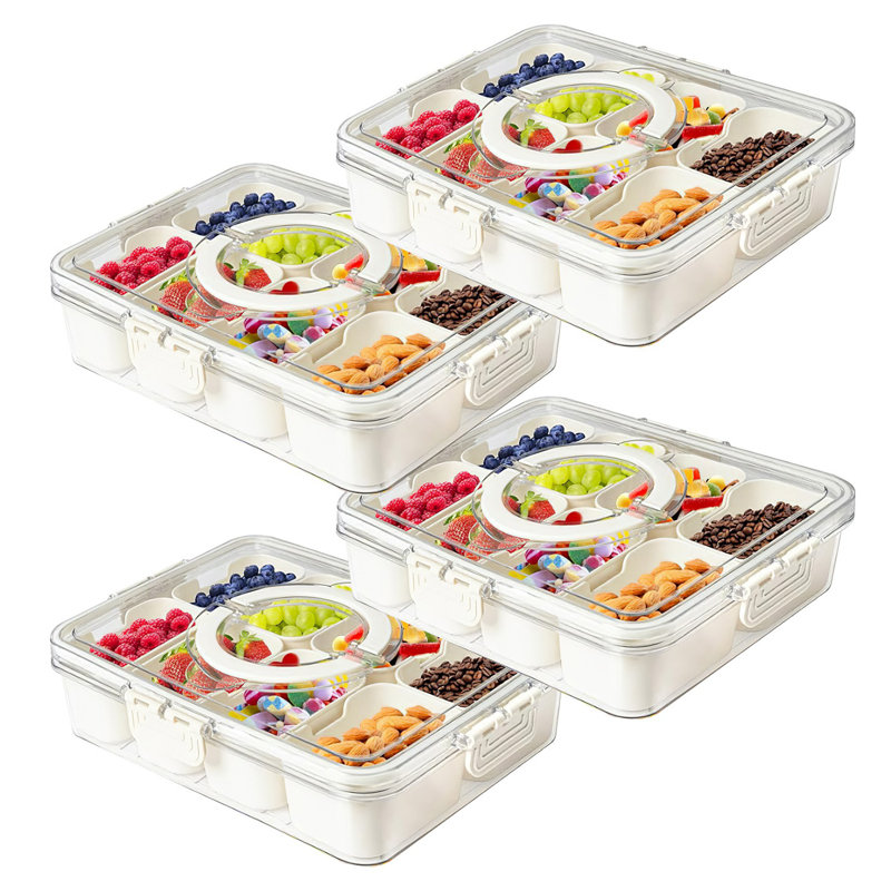 Divided Serving Tray with Lid and Handle