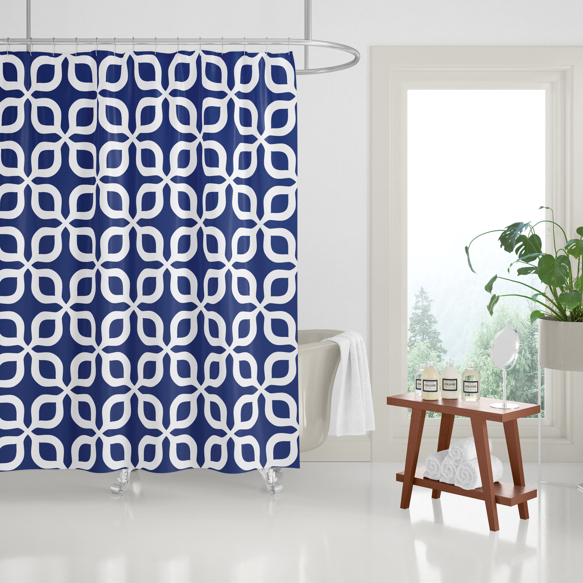 Pipper Polyester Shower Curtain, Navy