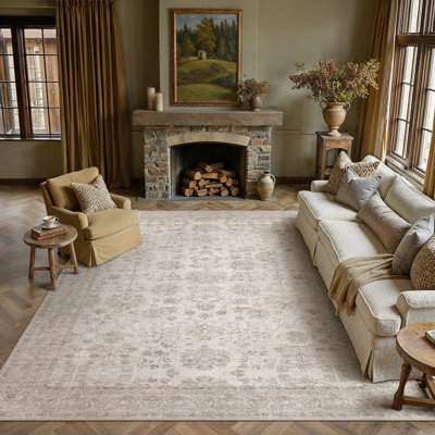 Tapis lavable rétro Adelyn avec envers antidérapant