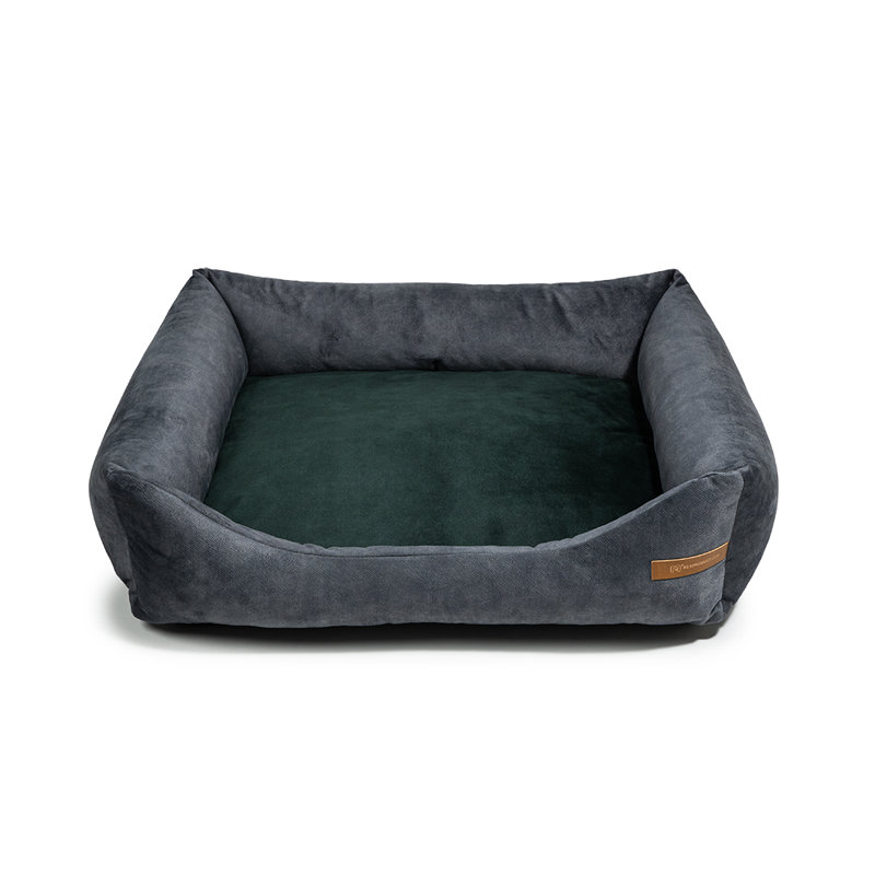 Orthopedic Polyester Pet Bed, 15cm H x 65cm W x 75cm D, Graphite/Dark Green